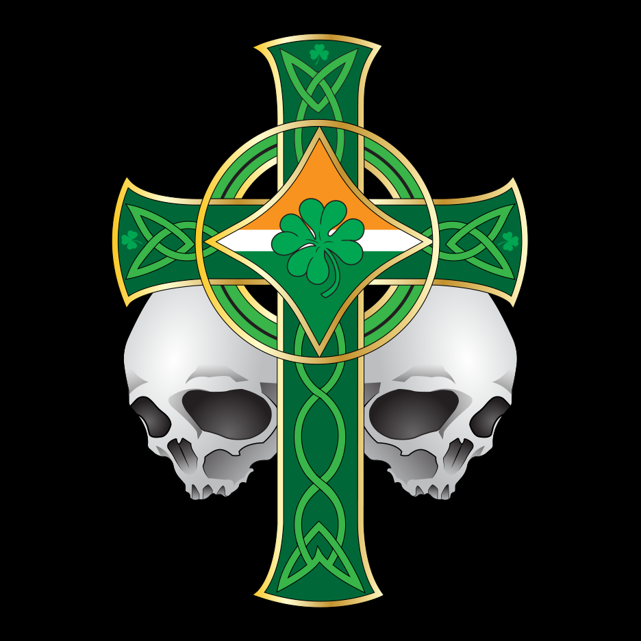 Irish Celtic Skulls Cross T Shirt