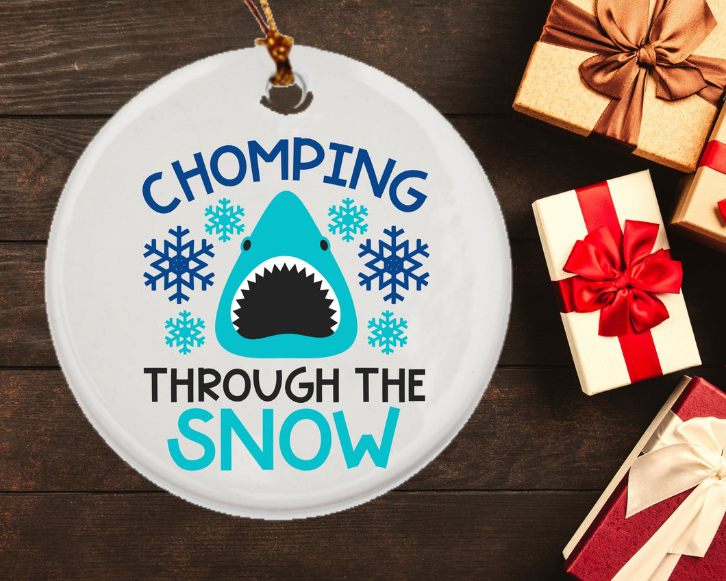 Shark Ornament - Chomping through the Snow